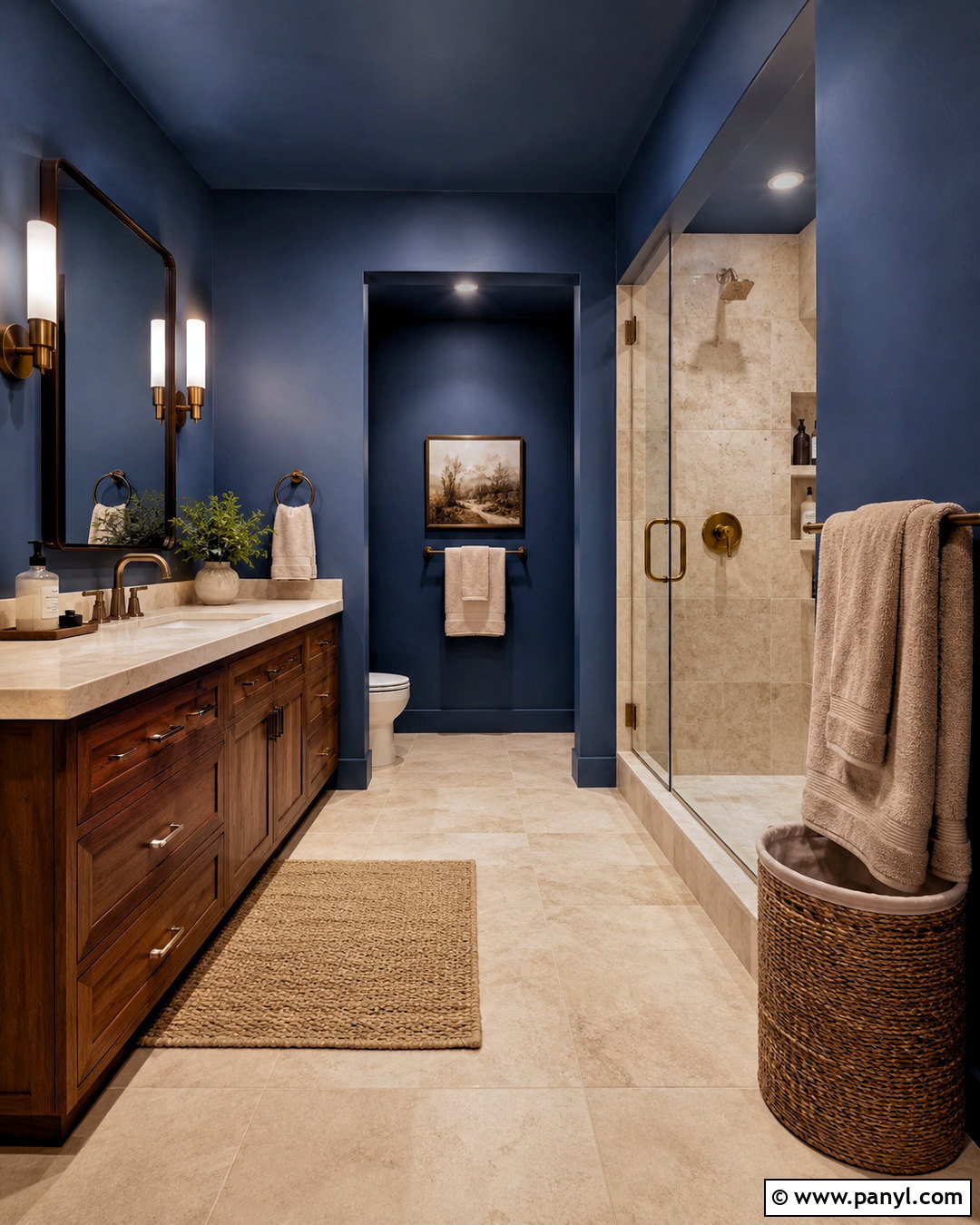 Indigo Blue Bathroom With Walnut - 20 moody blue bathroom ideas