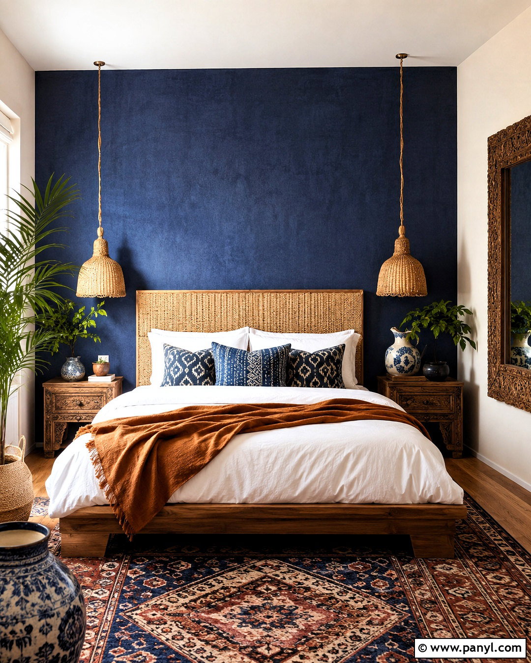 Indigo Blue Boho Bedroom - 20 blue colour bedroom ideas