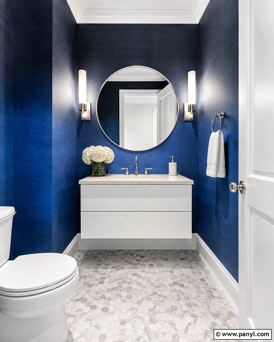 Indigo Blue Ombre Wallpaper Powder Room - 20 blue ombre wallpaper ideas