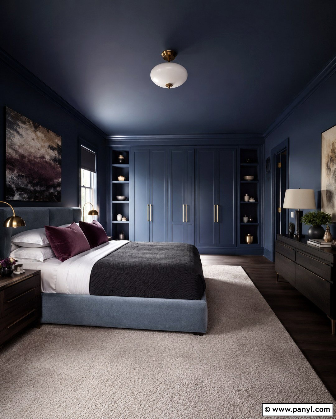 Indigo Color Drenched Bedroom - 20 Indigo Wall Color Ideas
