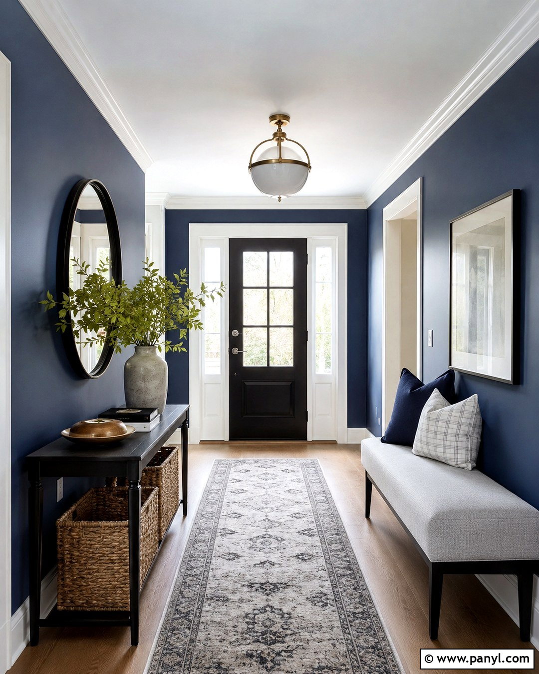 Indigo Entryway With Black Accents - 20 Indigo Wall Color Ideas