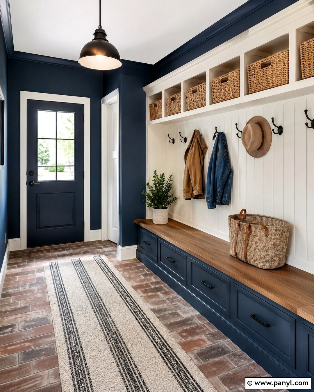 Indigo Farmhouse Mudroom - 20 Indigo Wall Color Ideas
