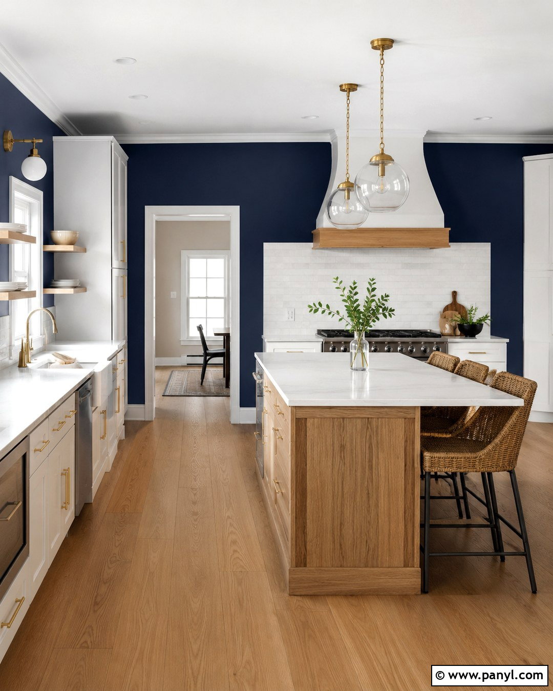 Indigo Kitchen With White Cabinets - 20 Indigo Wall Color Ideas