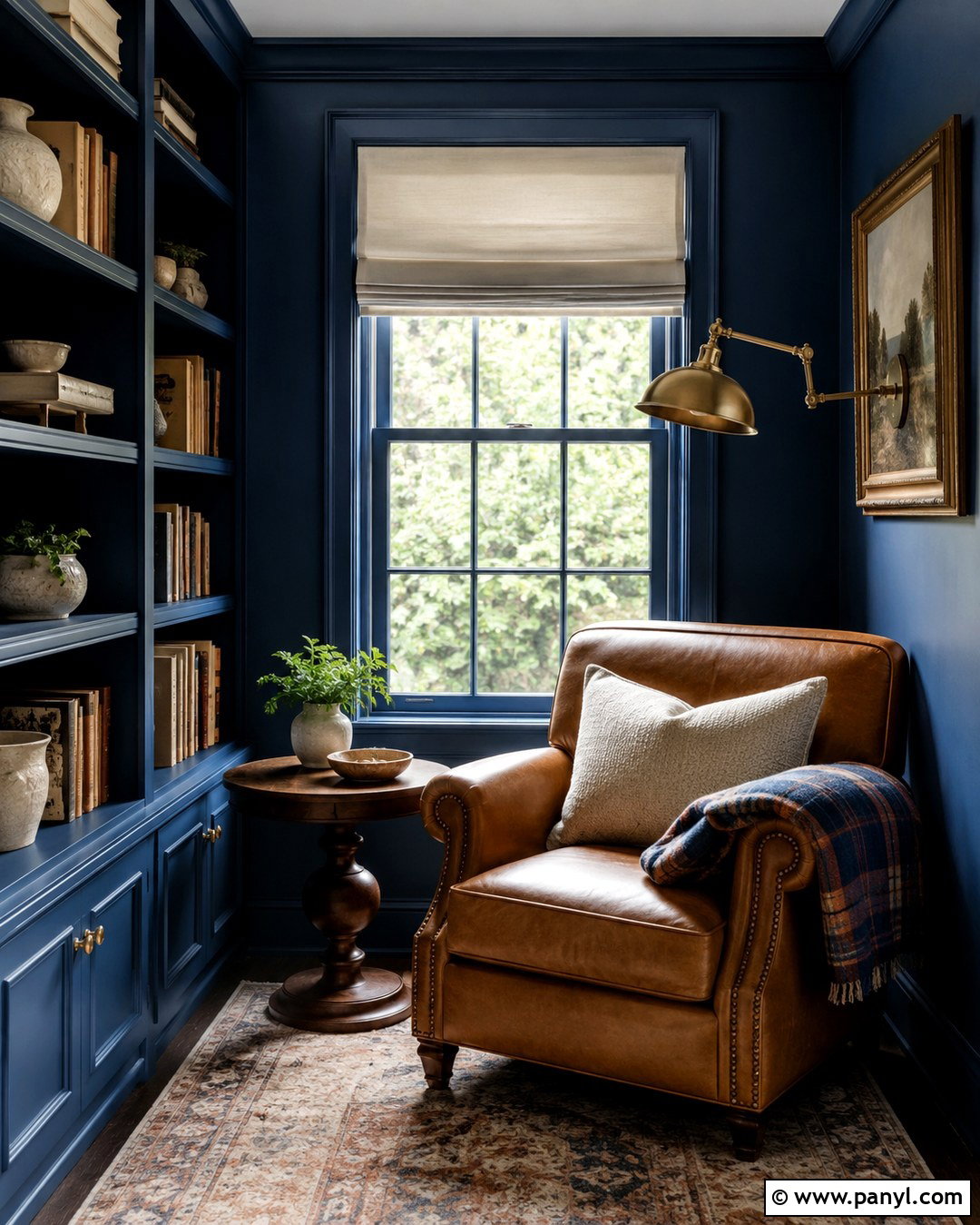 Indigo Reading Nook With Built-In Shelves - 20 Indigo Wall Color Ideas