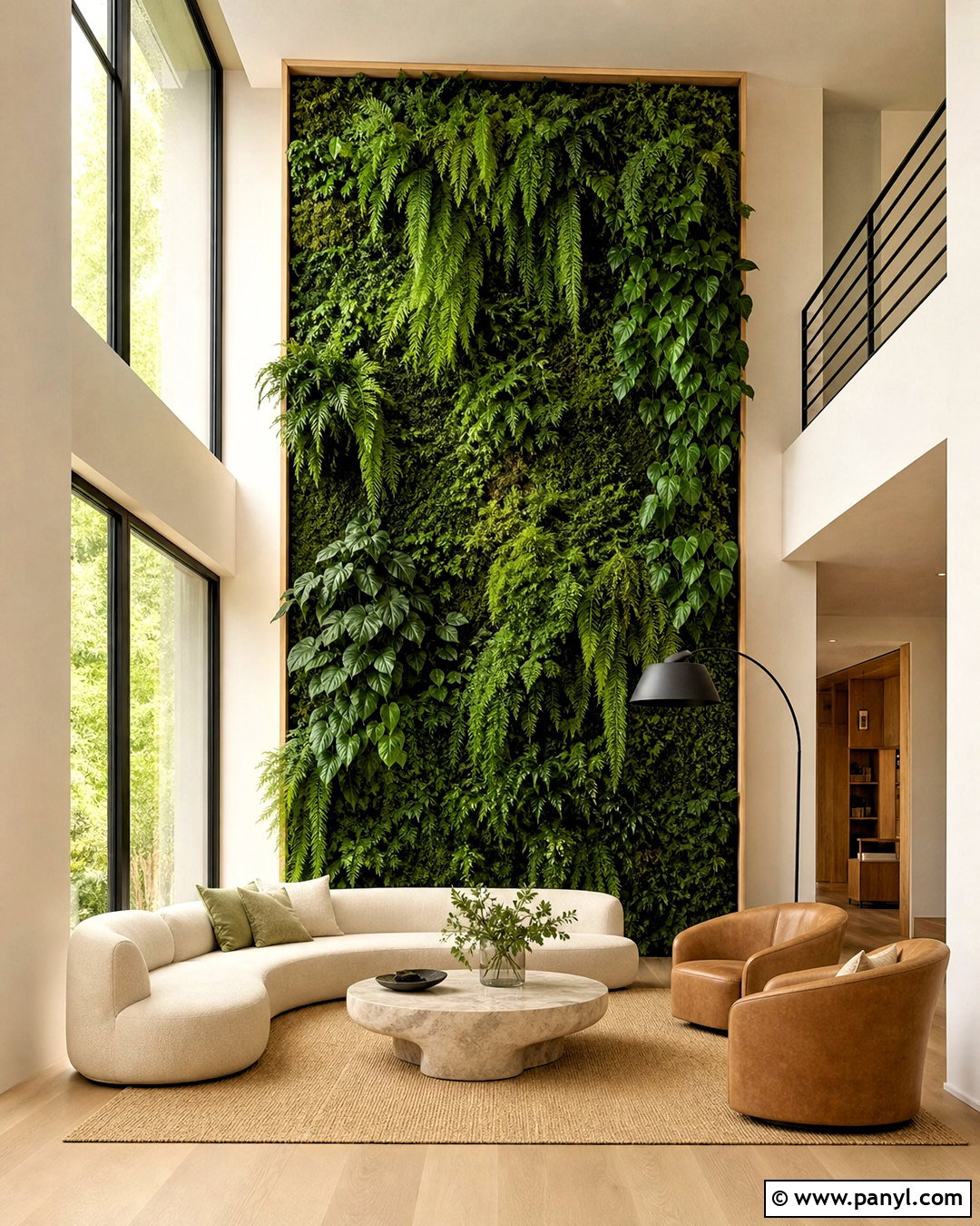 Indoor Green Wall In A Tall Living Room - 20 high ceiling wall decor living room ideas
