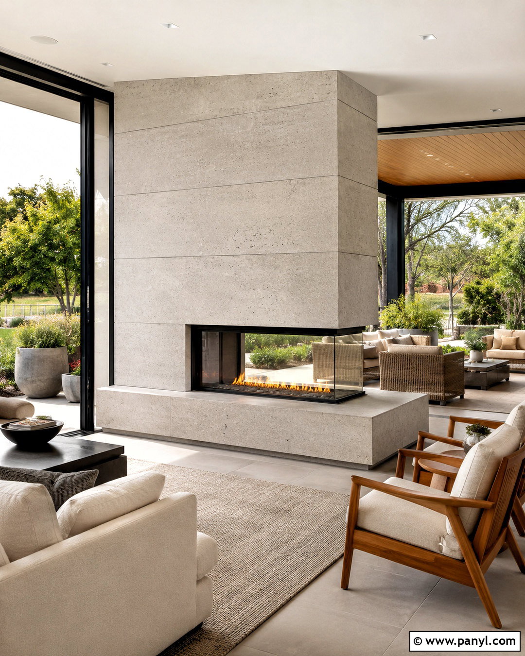Indoor-Outdoor Fireplace - 20 modern fireplace ideas