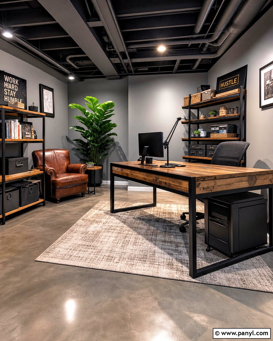 Industrial Basement Home Office - 20 industrial basement ideas