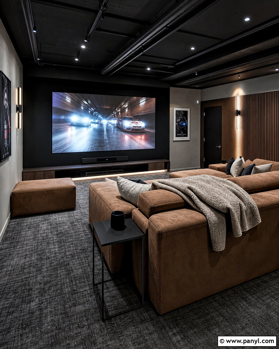 Industrial Basement Media Room - 20 industrial basement ideas