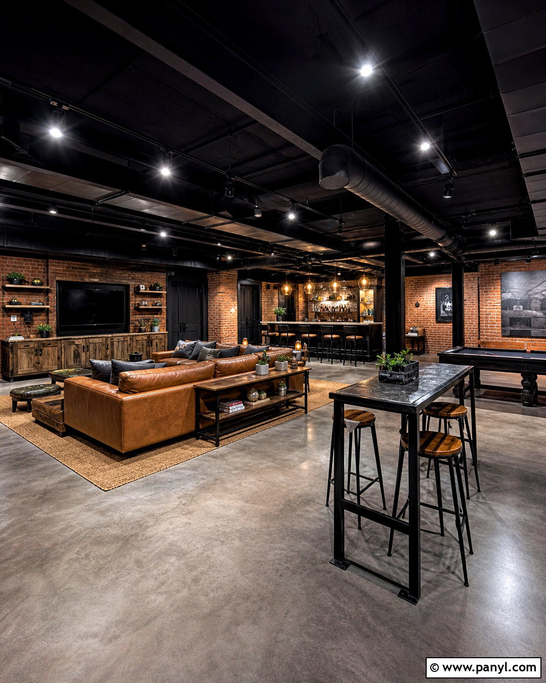 Industrial Basement With Black Ceiling - 20 basement with black ceiling ideas