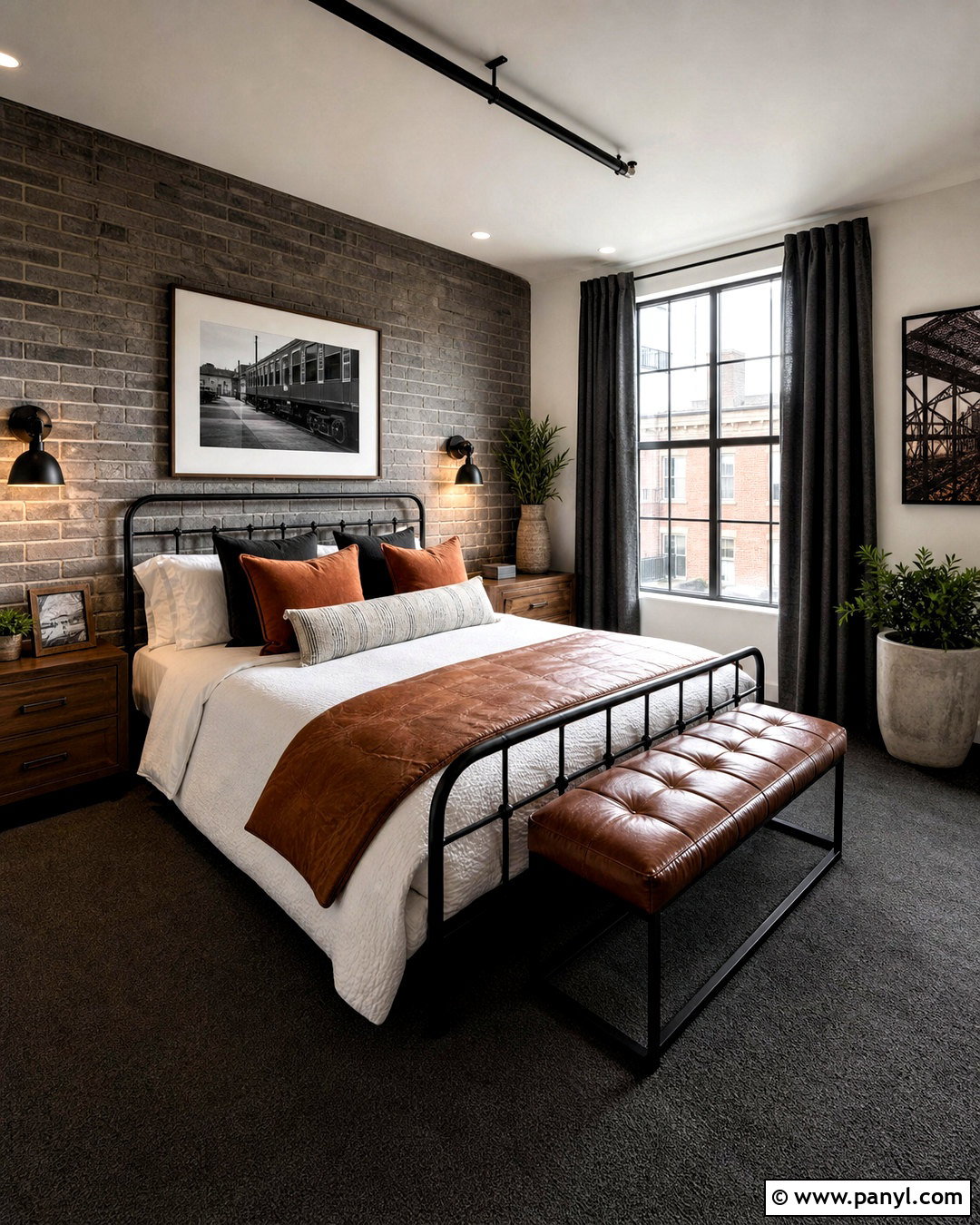 Industrial Bedroom With Dark Gray Carpet - 20 dark gray carpet bedroom ideas
