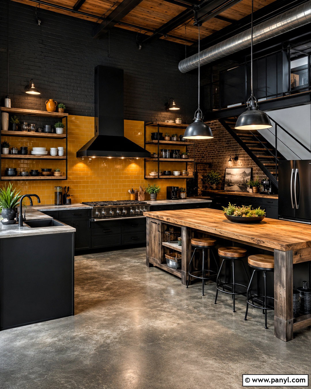 Industrial Black And Yellow Kitchen - 20 black and yellow kitchen ideas