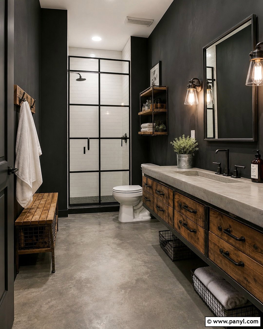Industrial Black Bathroom Walls - 30 black walls bathroom ideas