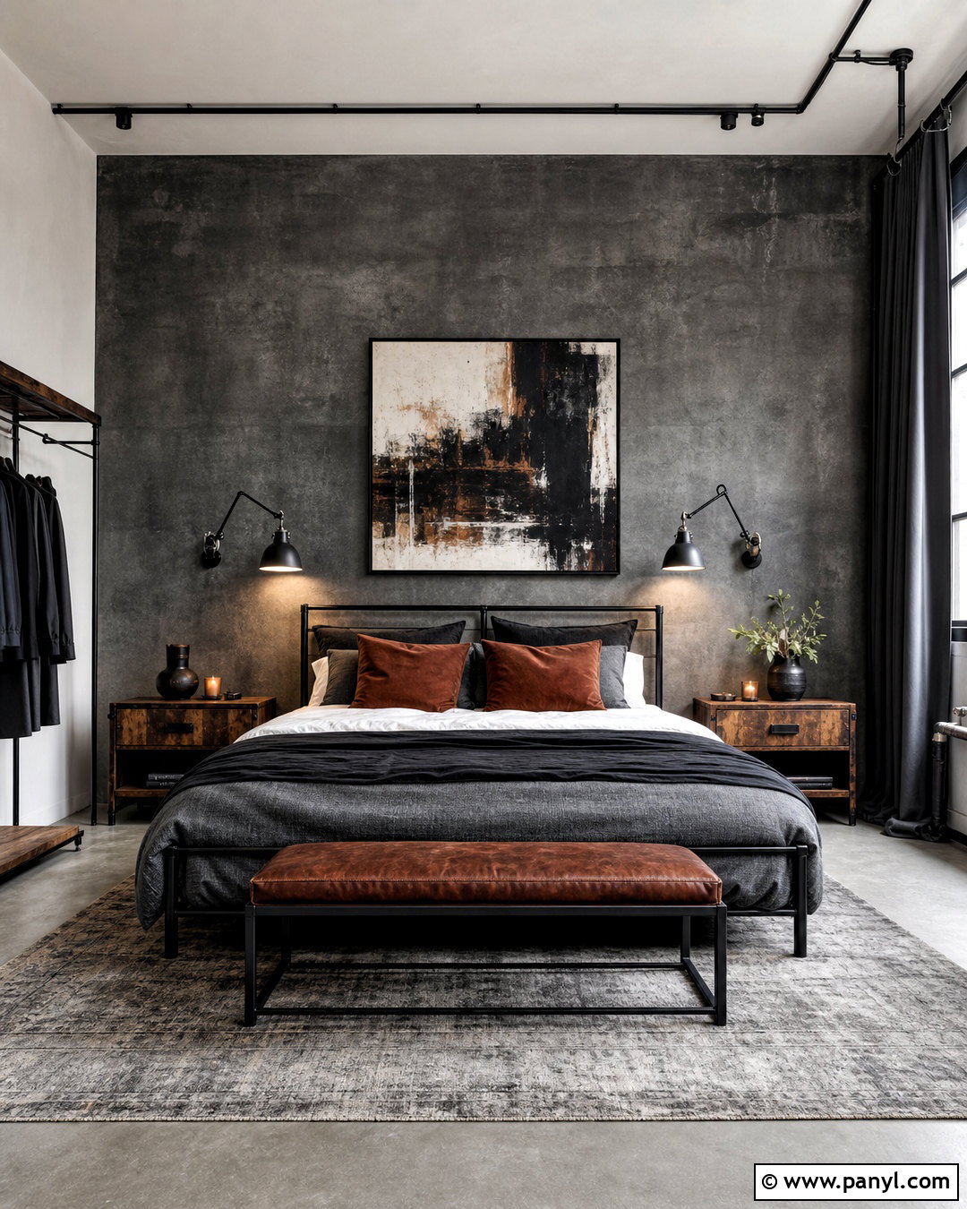 Industrial Black Bedroom - 20 black interior bedroom ideas