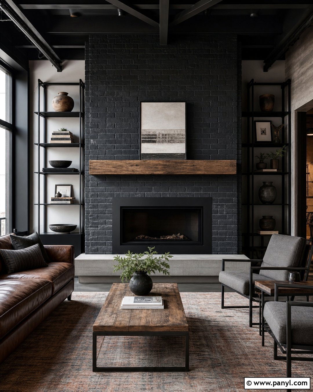 Industrial Black Fireplace Wall - 20 Black Accent Wall Fireplace Ideas