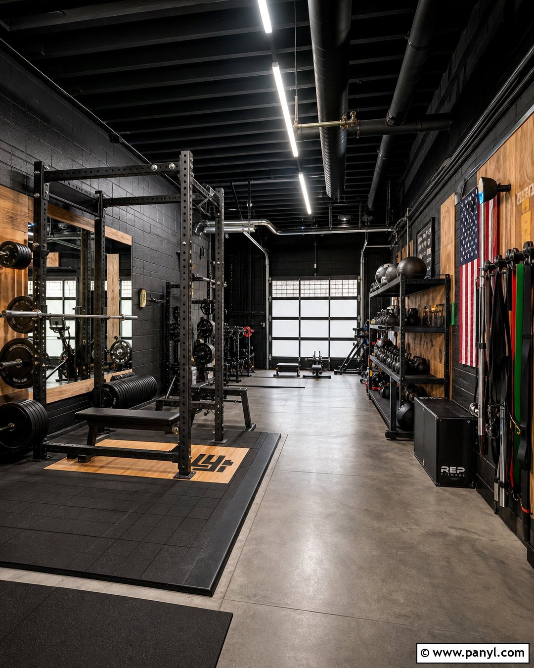 Industrial Black Home Gym - 25 Black Walls Home Gym Ideas