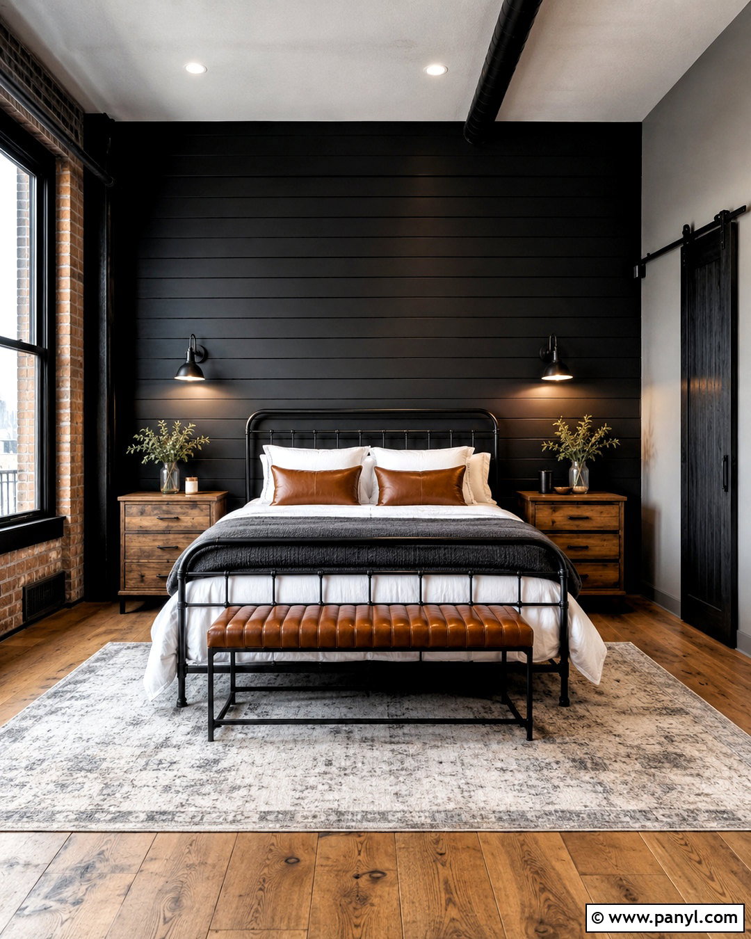 Industrial Black Shiplap Bedroom - 20 black shiplap wall bedroom ideas