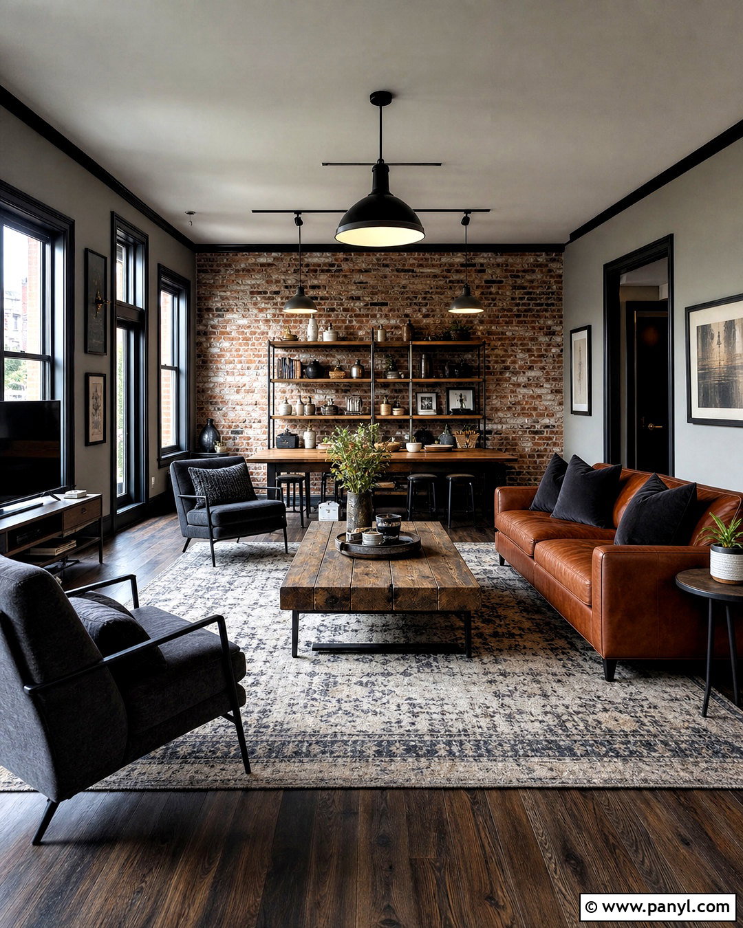 Industrial Black Trim Living Room - 20 black trim interior living rooms