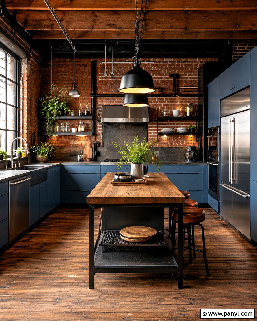 Industrial Blue Kitchen - 20 moody blue kitchen ideas