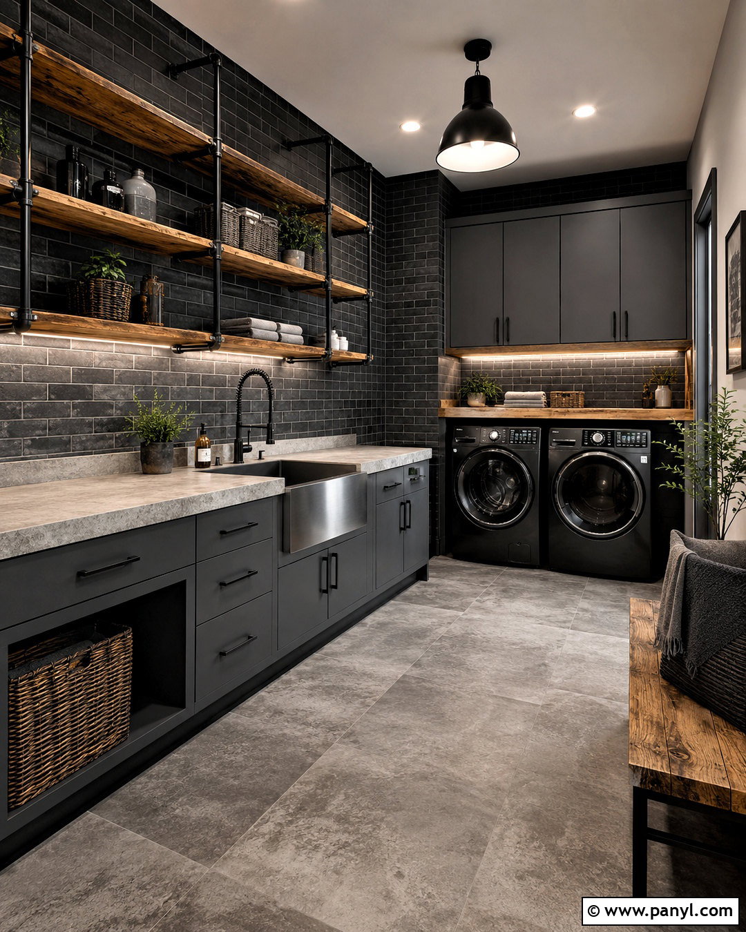 Industrial Charcoal Laundry Room - 20 moody laundry room ideas