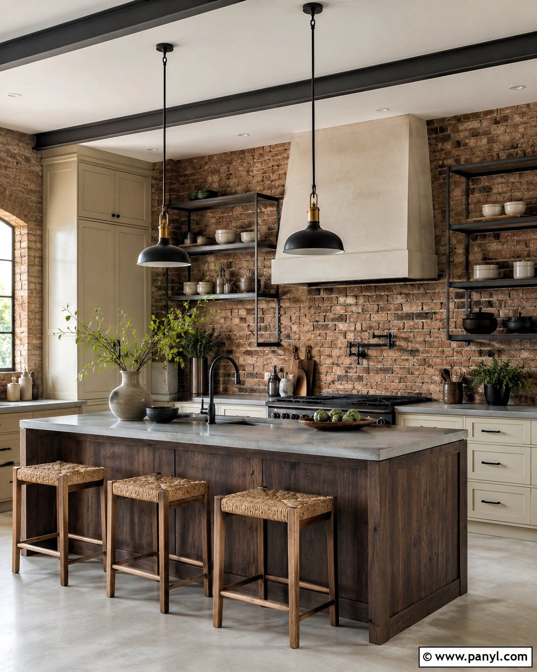 Industrial Cream and Brown Brick Kitchen - 20 cream and brown kitchen ideas
