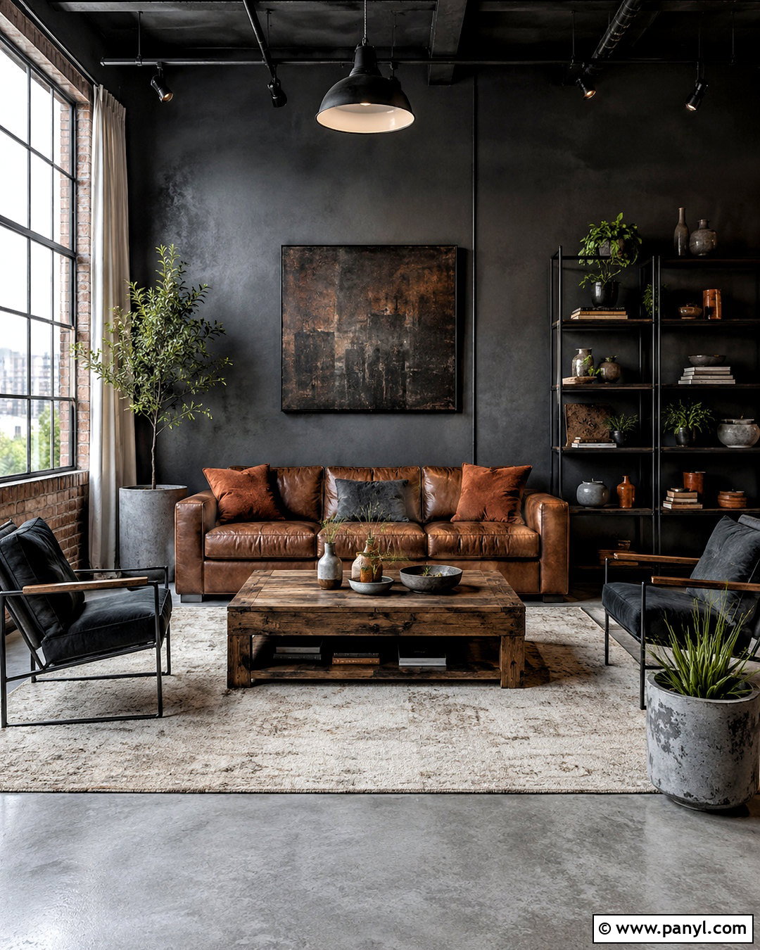 Industrial Dark Gray Living Room - 20 dark gray living room ideas