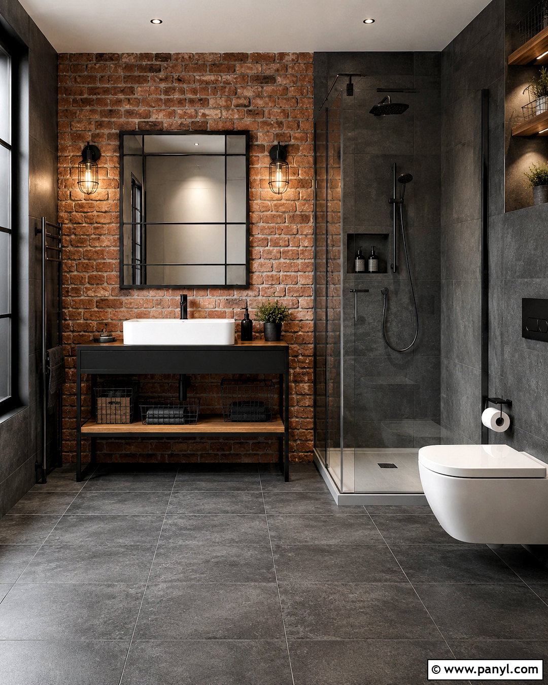 Industrial Dark Grey Bathroom - 20 dark grey bathroom ideas