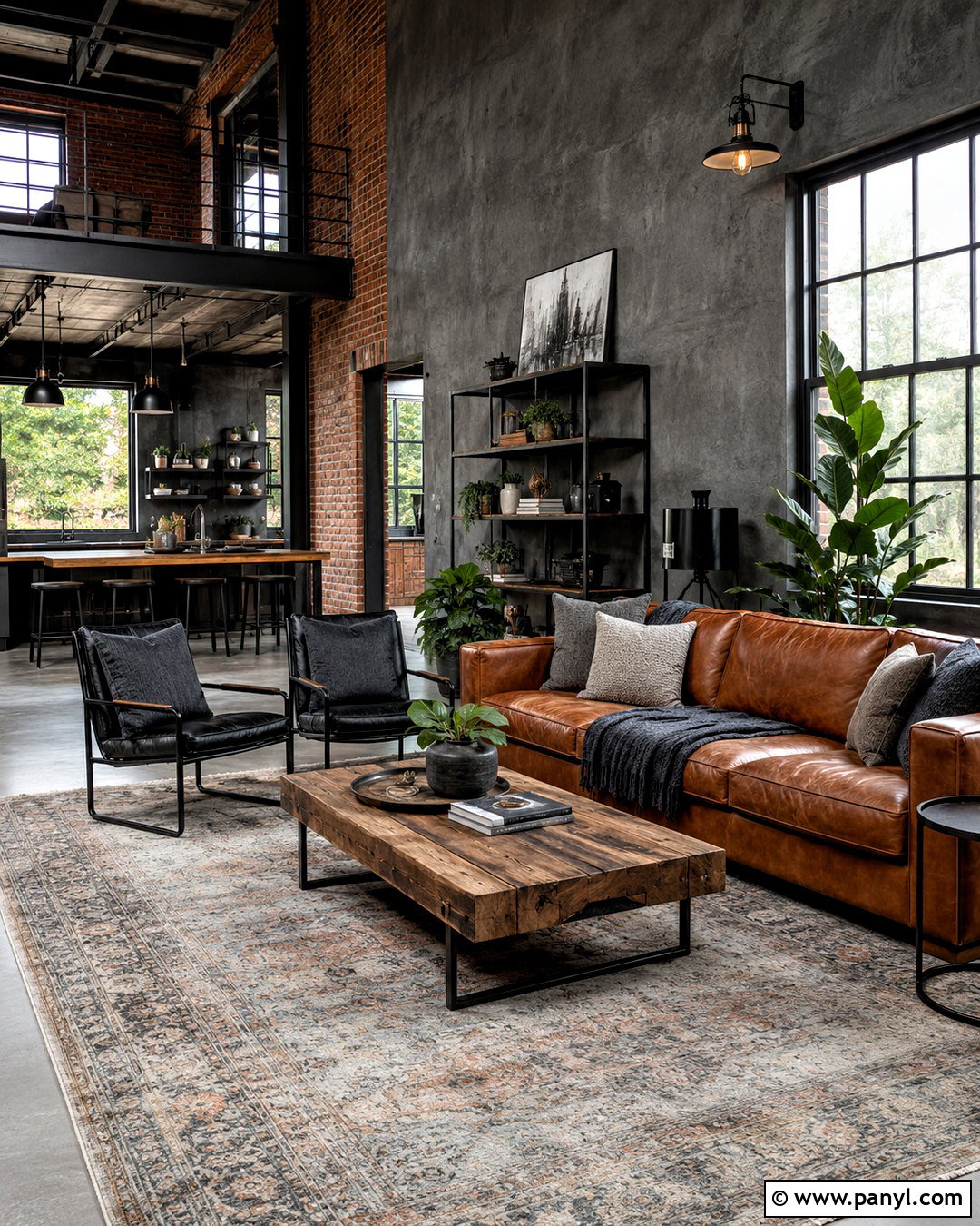 Industrial Dark Grey Living Room - 20 dark grey living room ideas