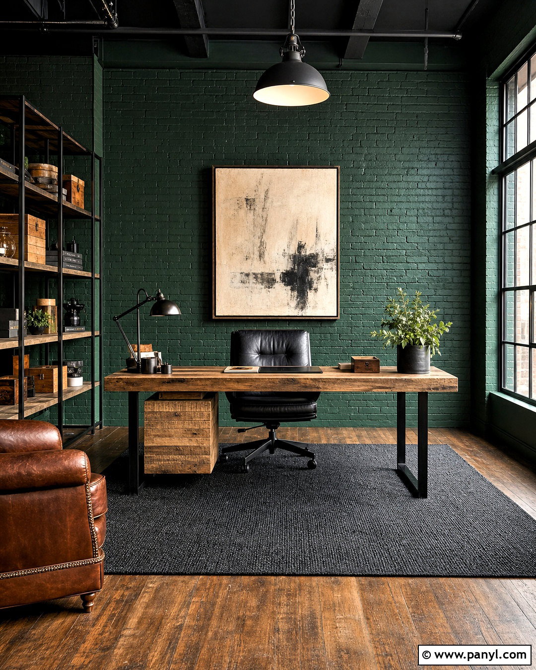 Industrial Emerald Green Office - 20 emerald green office ideas