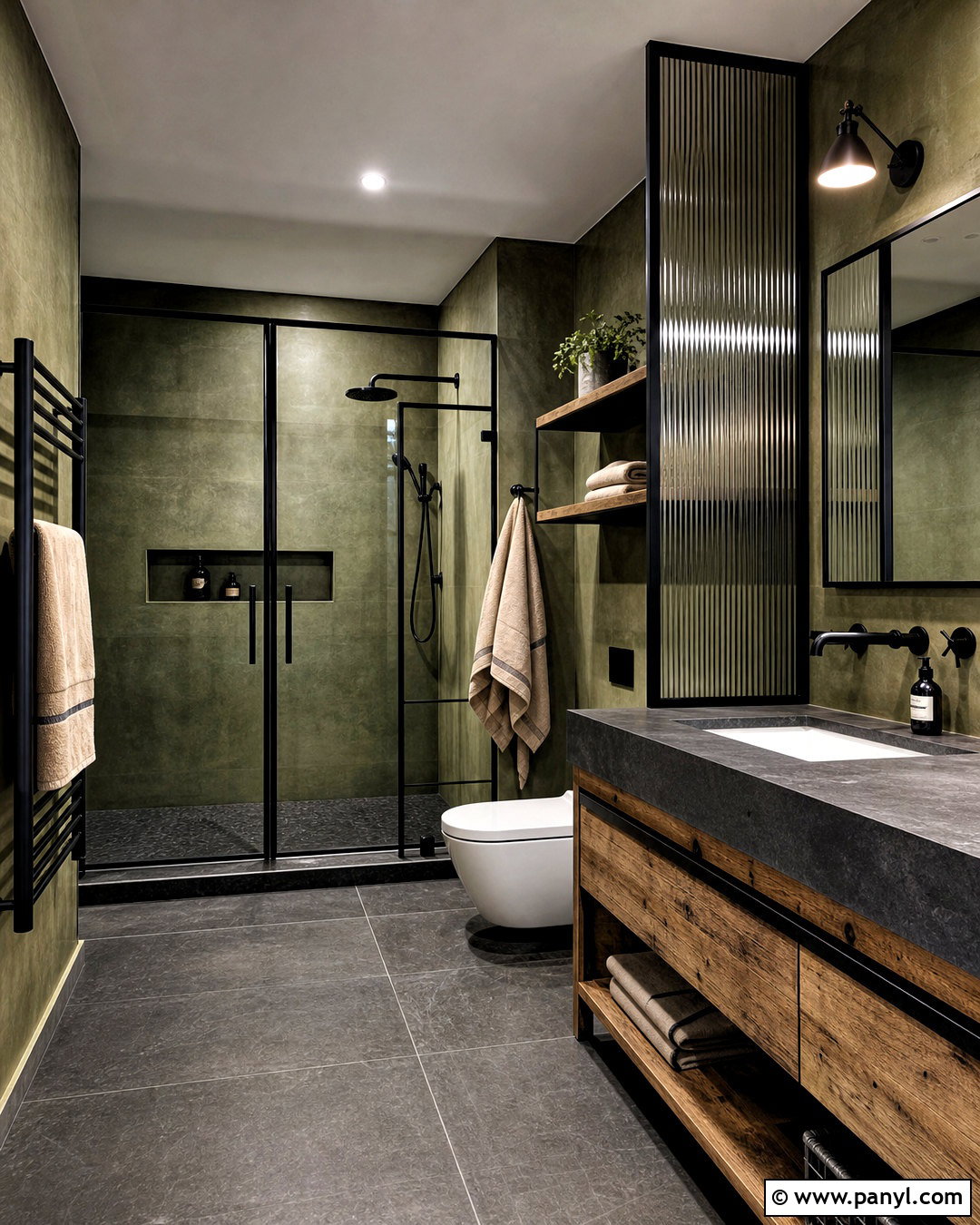 Industrial Green And Black Bathroom - 20 dark green and black bathroom ideas