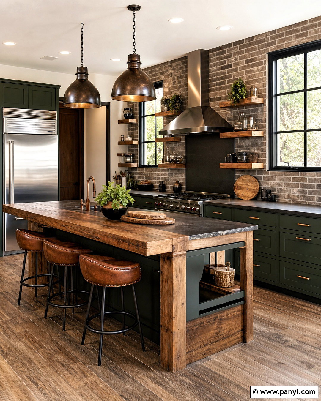 Industrial Green And Brown Kitchen - 20 green and brown kitchen ideas