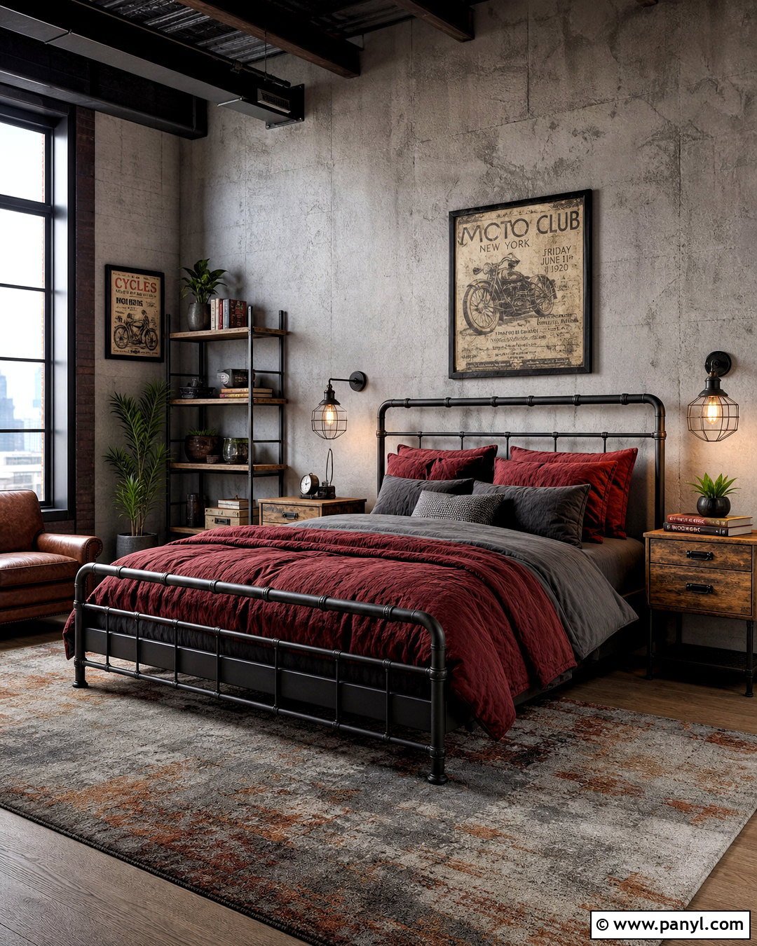Industrial Grey And Maroon Bedroom - 20 grey and maroon bedroom ideas