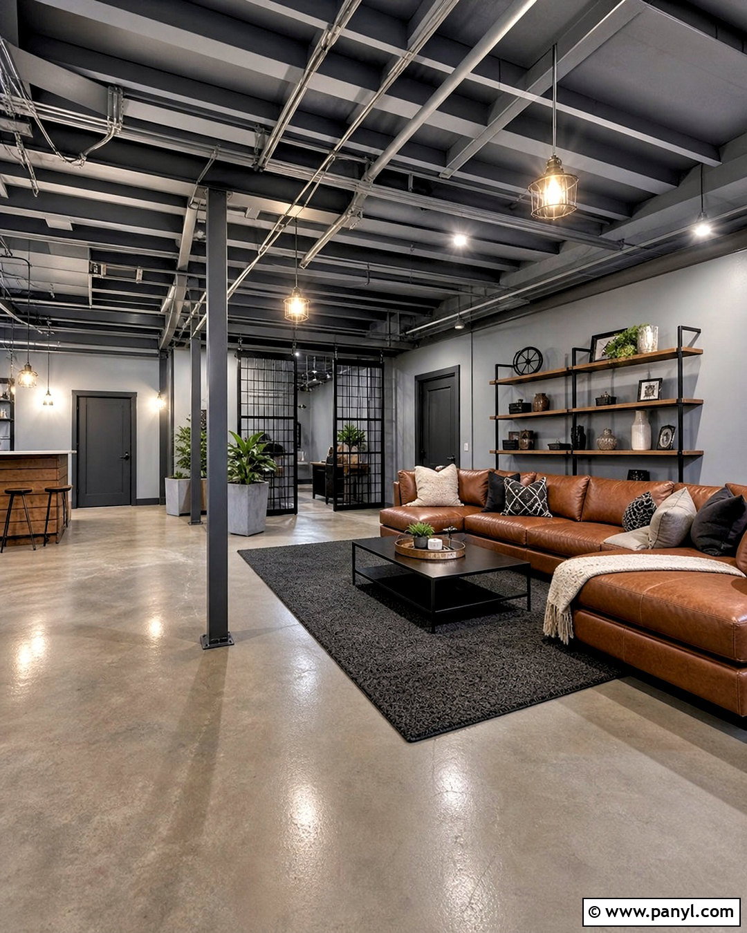 Industrial Grey Basement - 20 grey basement ideas