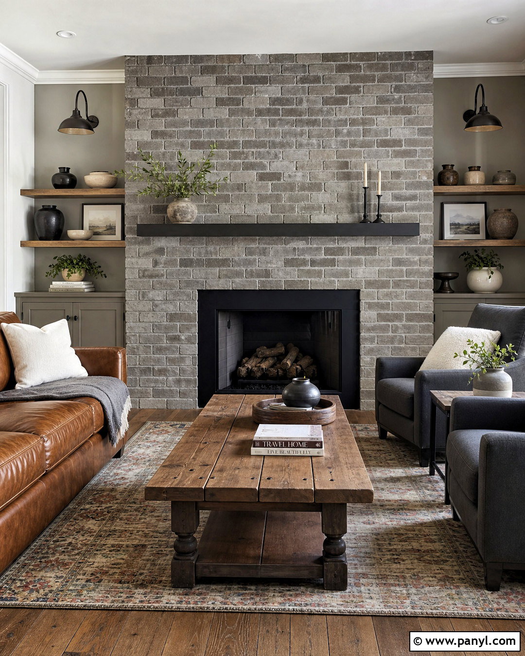 Industrial Grey Brick Fireplace - 20 grey brick fireplace ideas