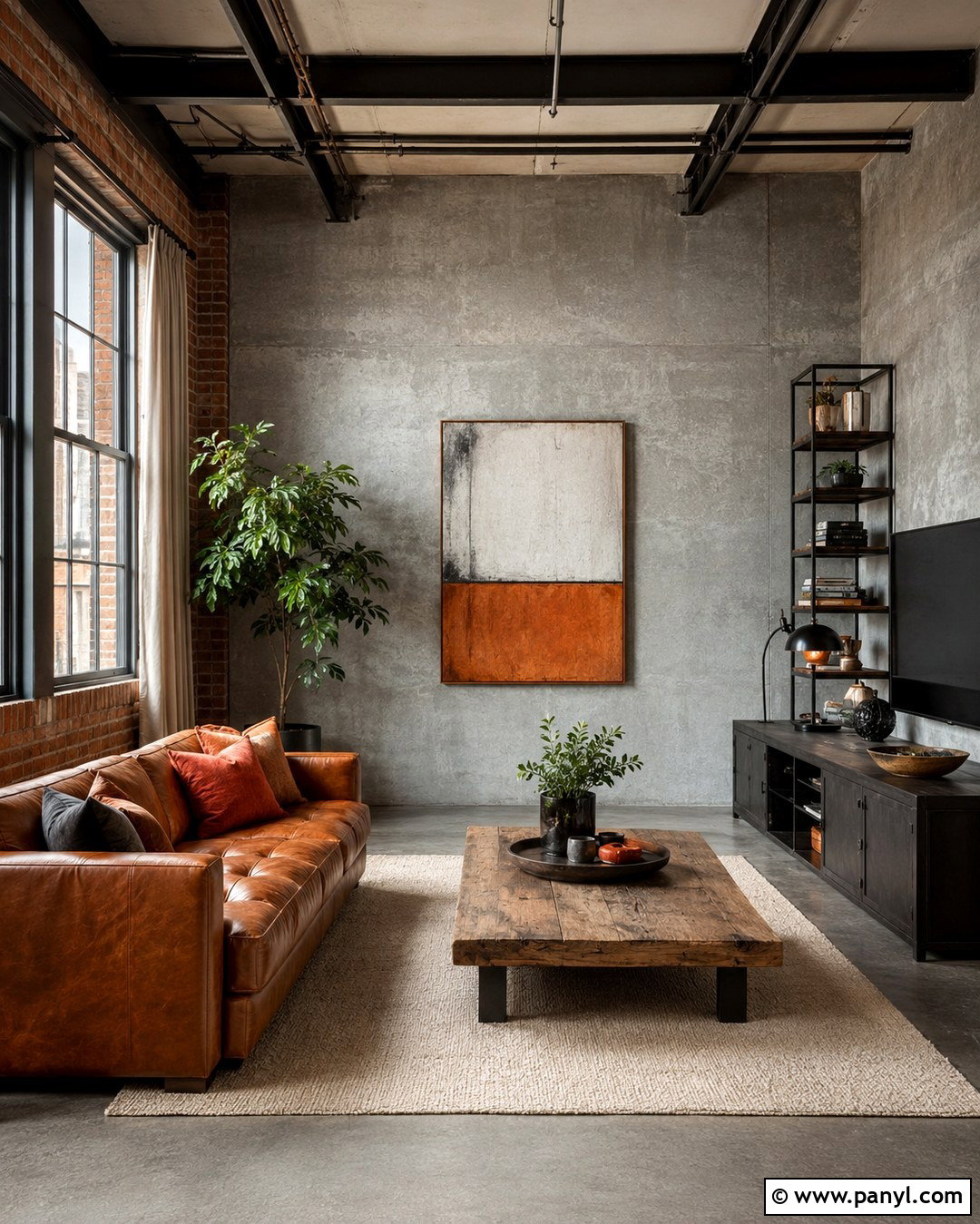 Industrial Grey Concrete Living Room Wall - 20 Industrial Grey Wall Ideas