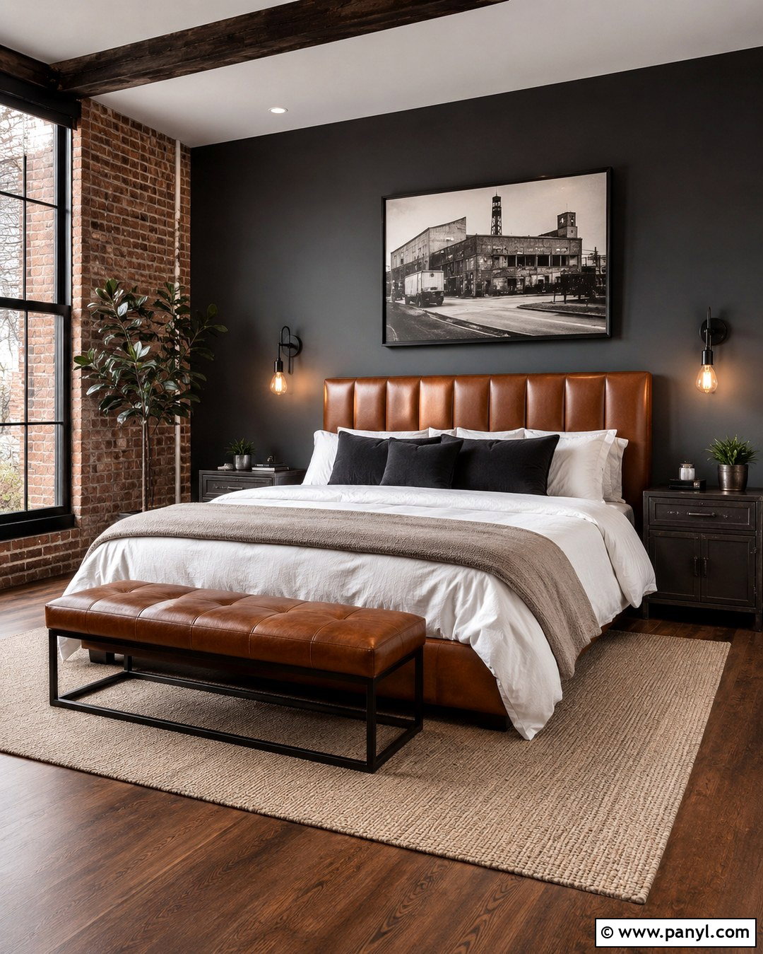 Industrial Grey Leather Bedroom Wall - 20 Industrial Grey Wall Ideas