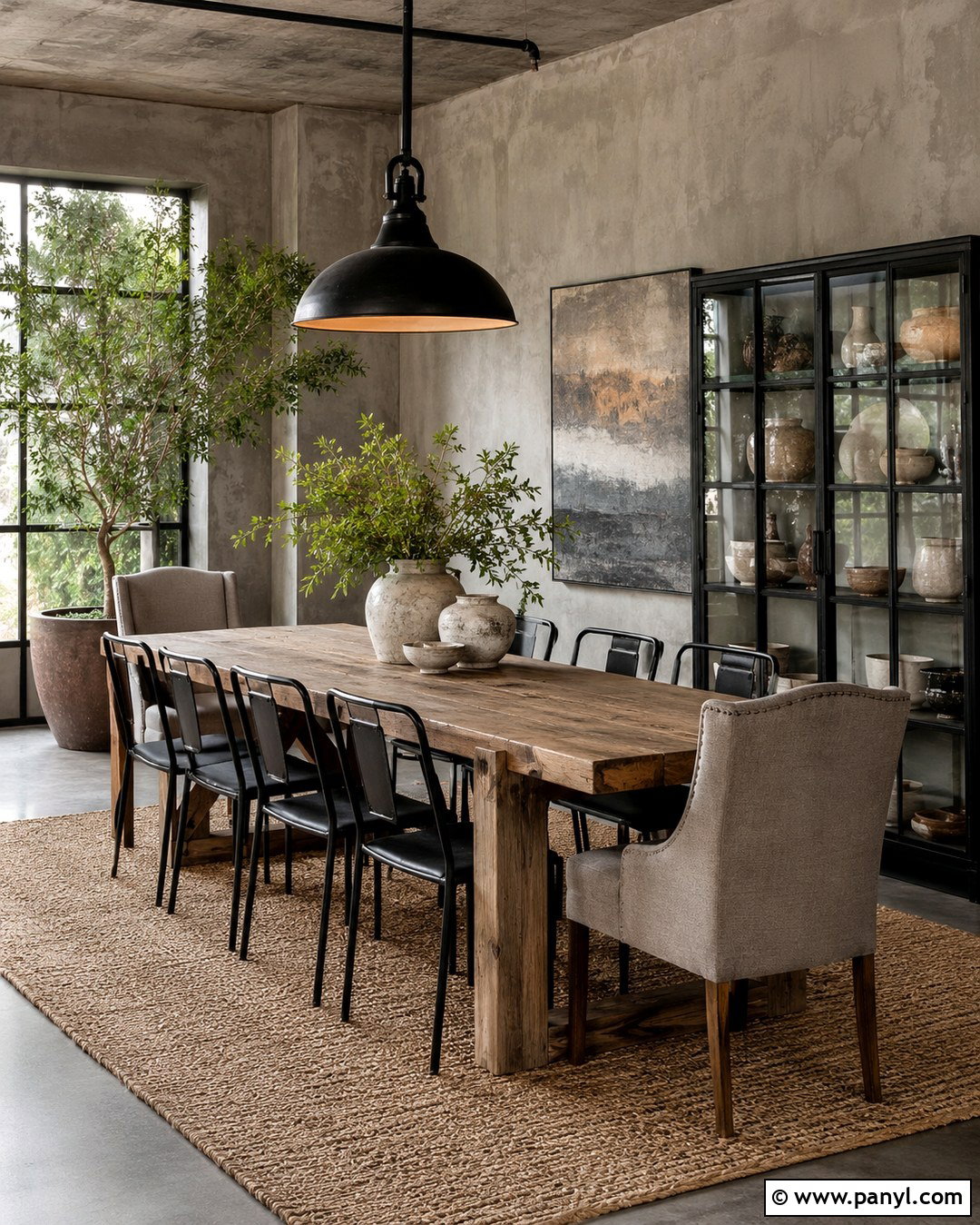 Industrial Grey Limewash Dining Room Wall - 20 Industrial Grey Wall Ideas