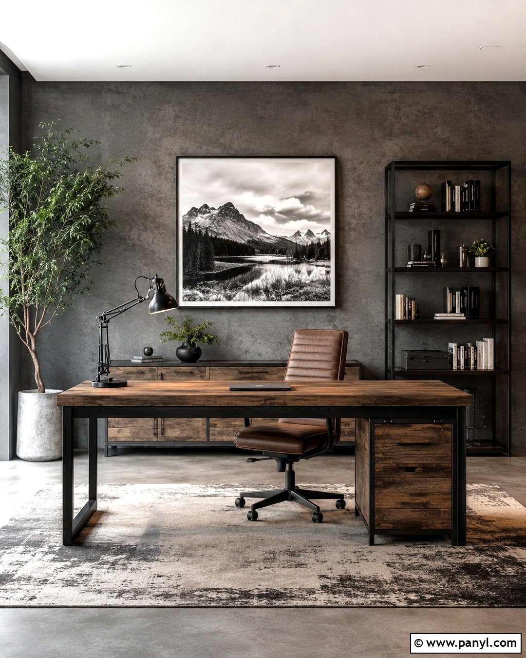 Industrial Grey Plaster Home Office Wall - 20 Industrial Grey Wall Ideas