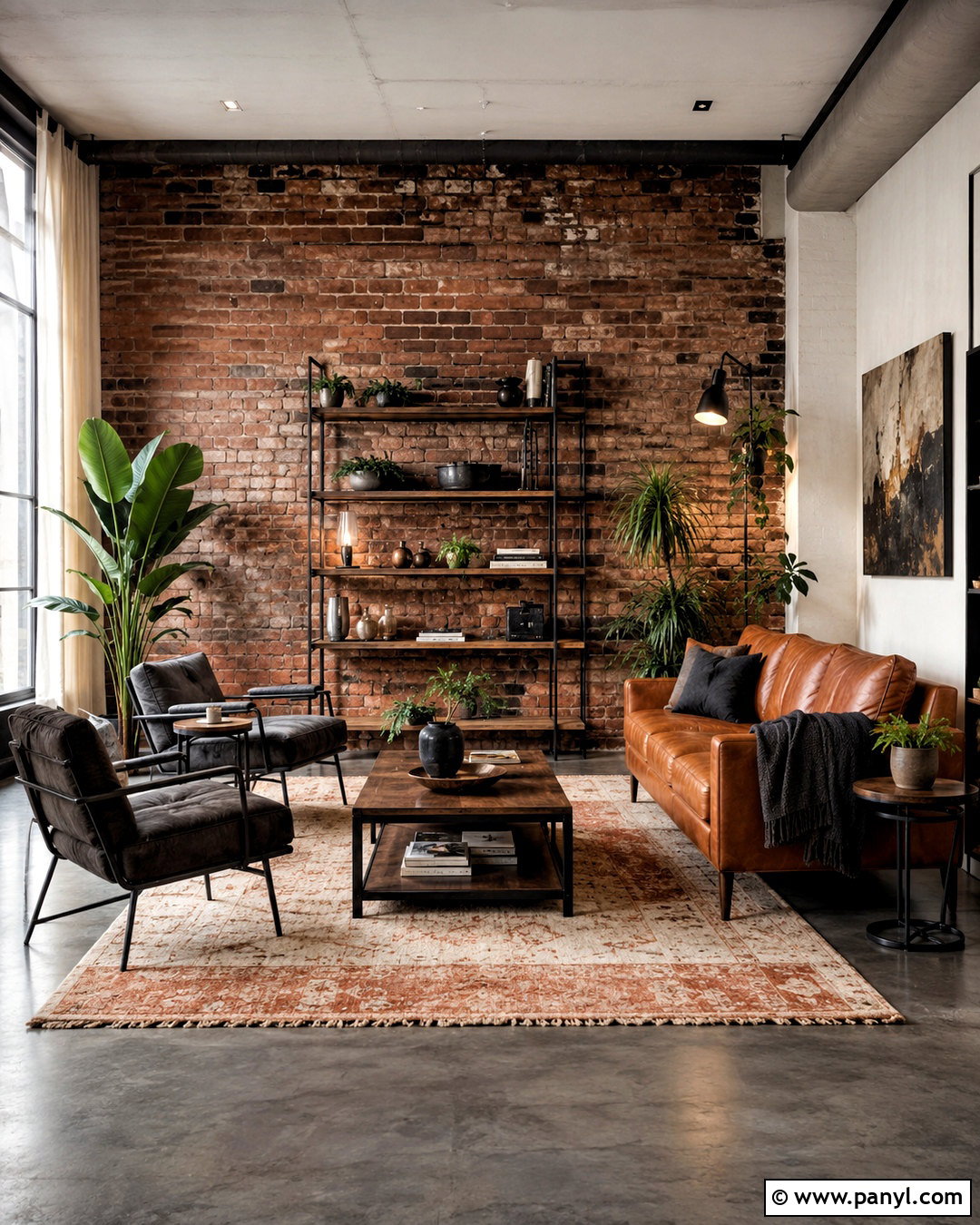 Industrial Living Room With Dark Grey Flooring - 20 dark grey flooring living room ideas