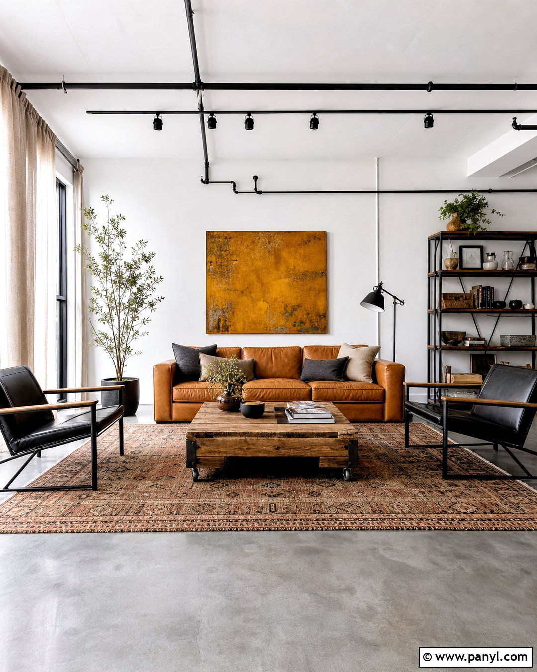 Industrial Loft With Grey Concrete Floors - 20 white walls grey floor ideas