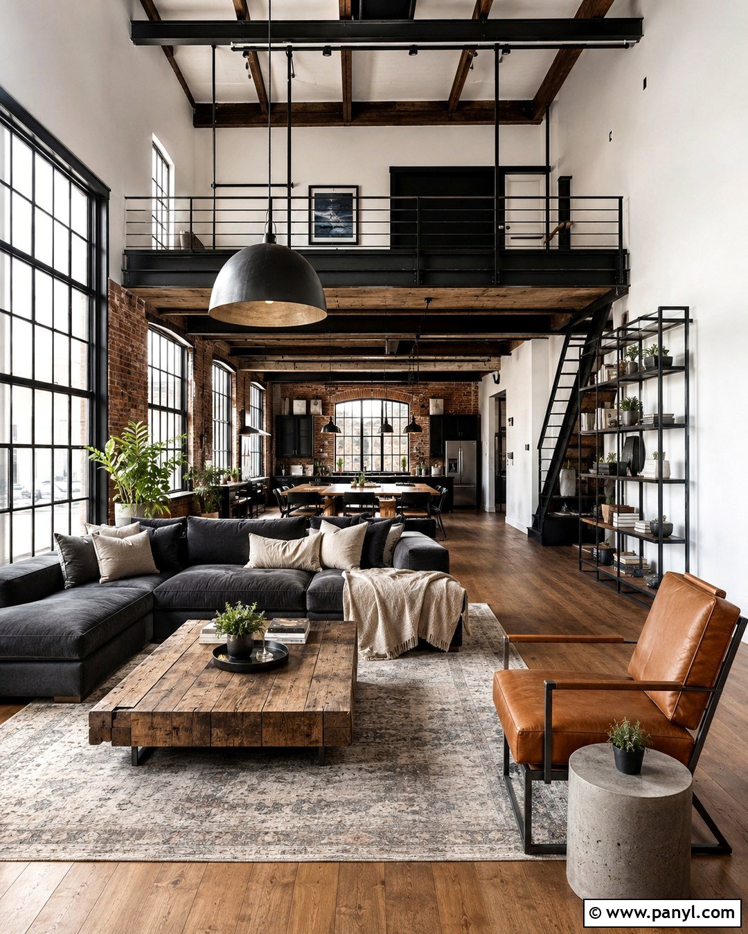 Industrial Loft With White Walls And Black Trim - 20 White Wall And Black Trim Ideas