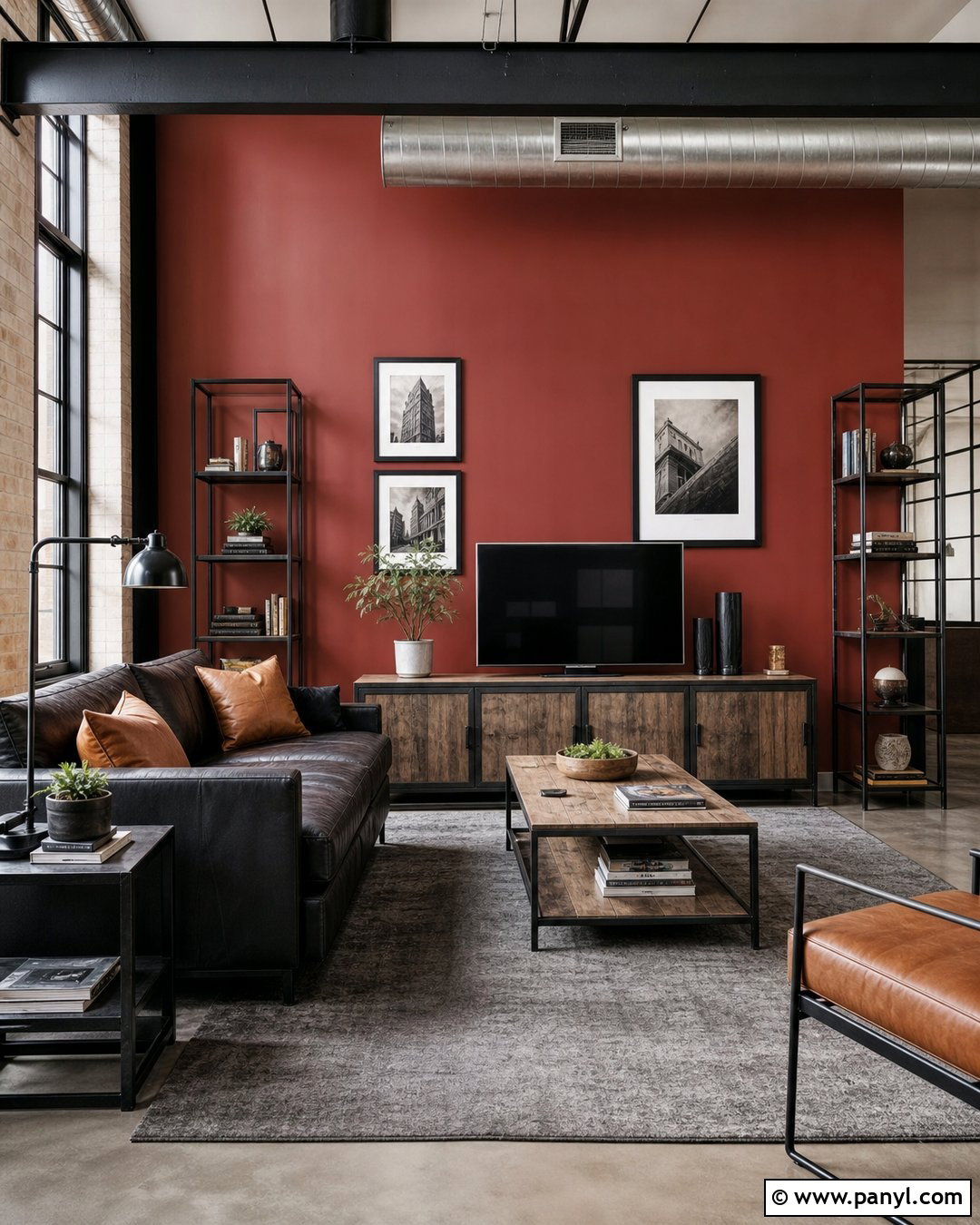 Industrial Red Accent Wall Living Room - 20 Empty Room With Red Accent Wall Ideas