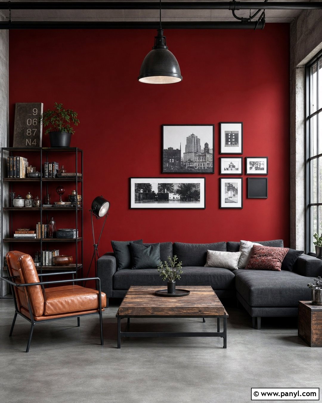 Industrial Red Feature Wall Living Room - 35 red feature wall ideas
