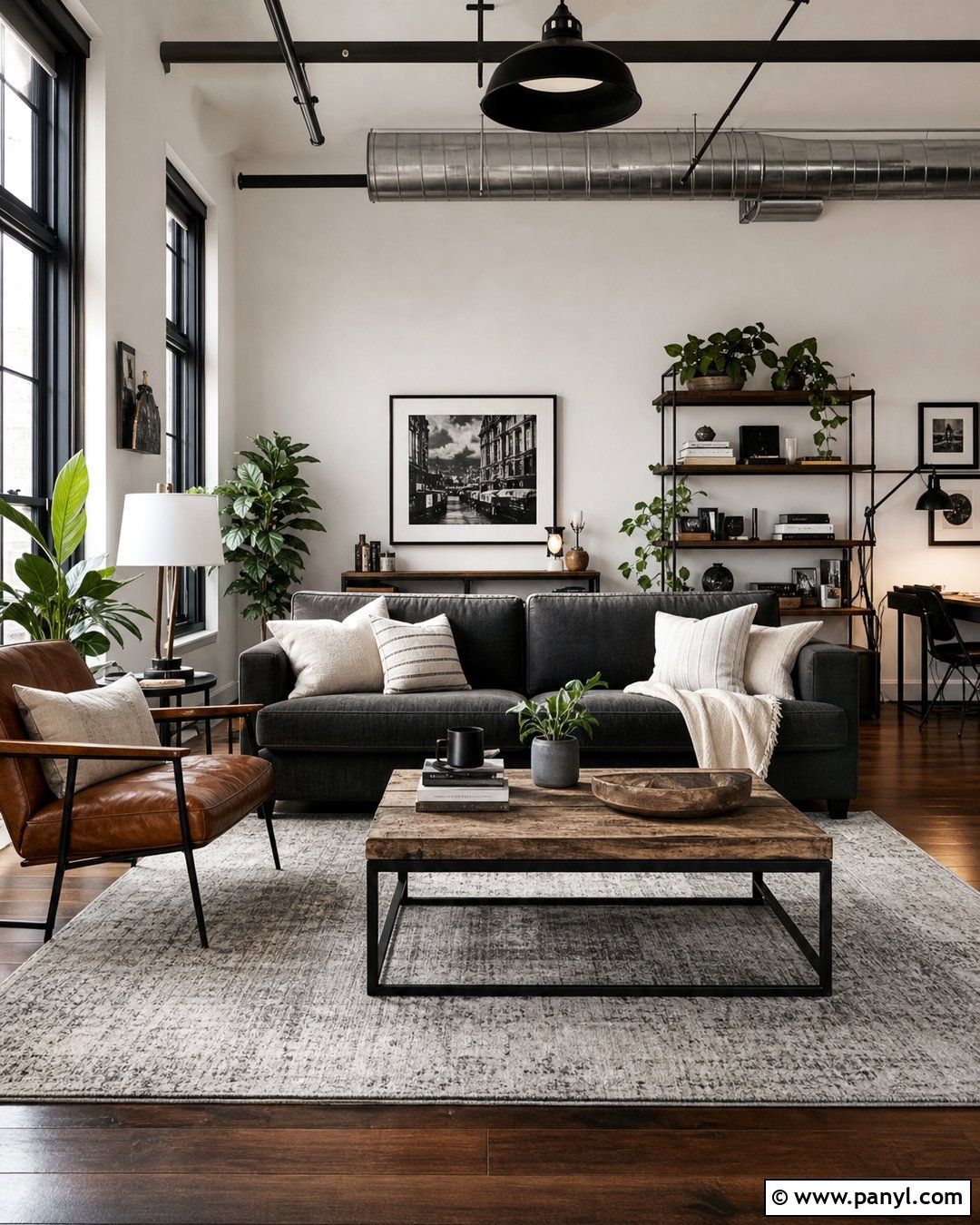 Industrial Room With White Walls And Dark Wood Floors - 20 White Walls Dark Wood Floors