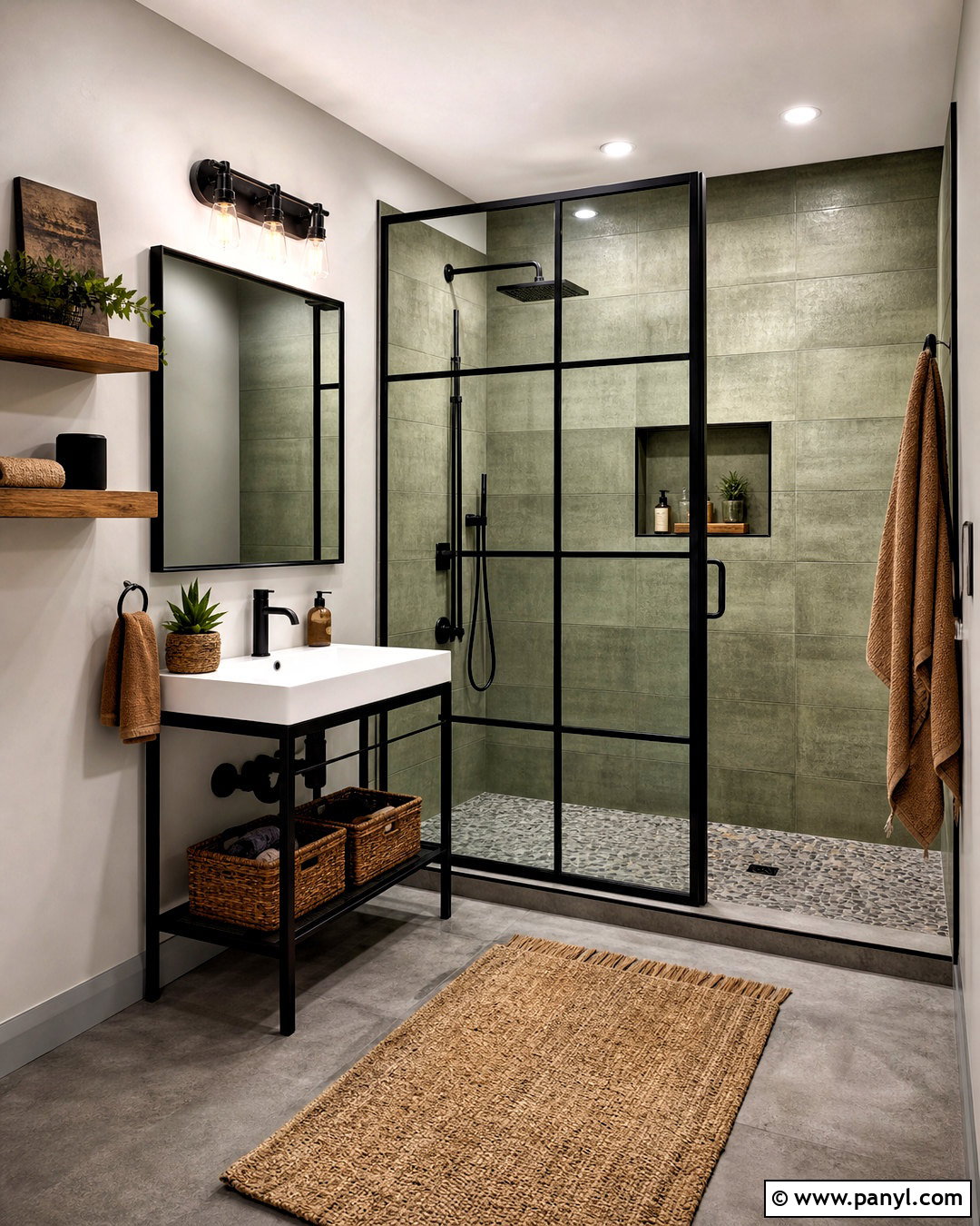 Industrial Sage Green And Black Bathroom - 20 sage green and black bathroom ideas
