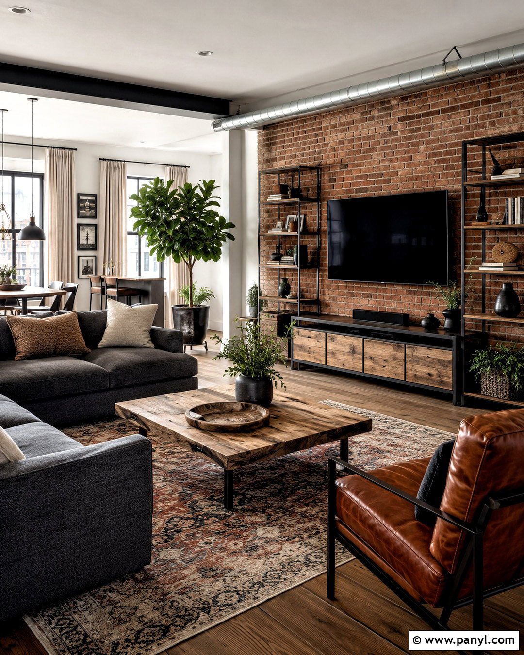 Industrial TV Wall - 20 living room decor tv wall ideas