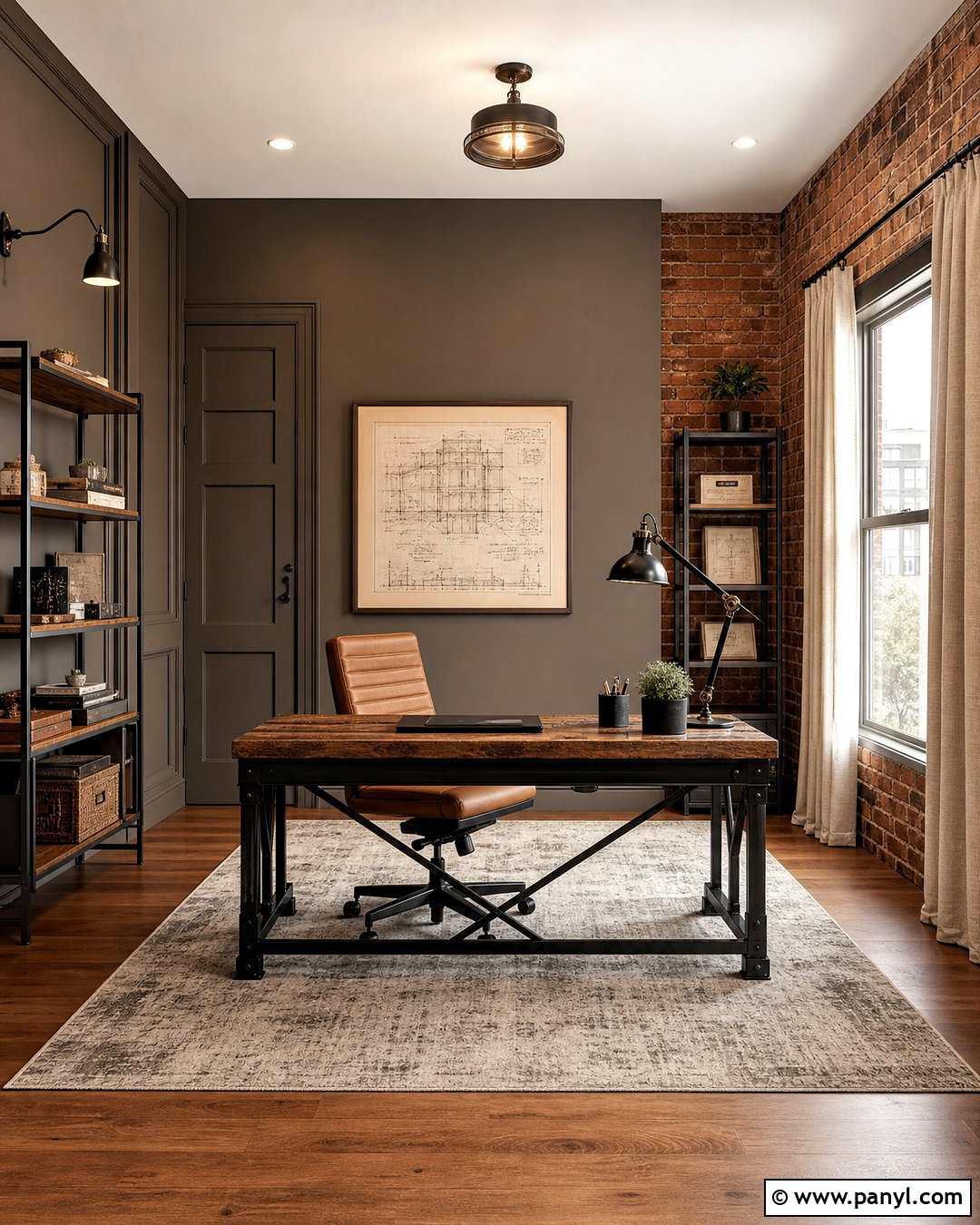 Industrial Urbane Bronze Office With Leather Chair - 20 urbane bronze office ideas