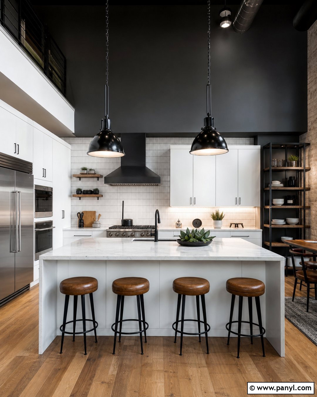 Industrial White Kitchen With Dark Gray Walls - 20 Modern White Kitchen With Gray Walls