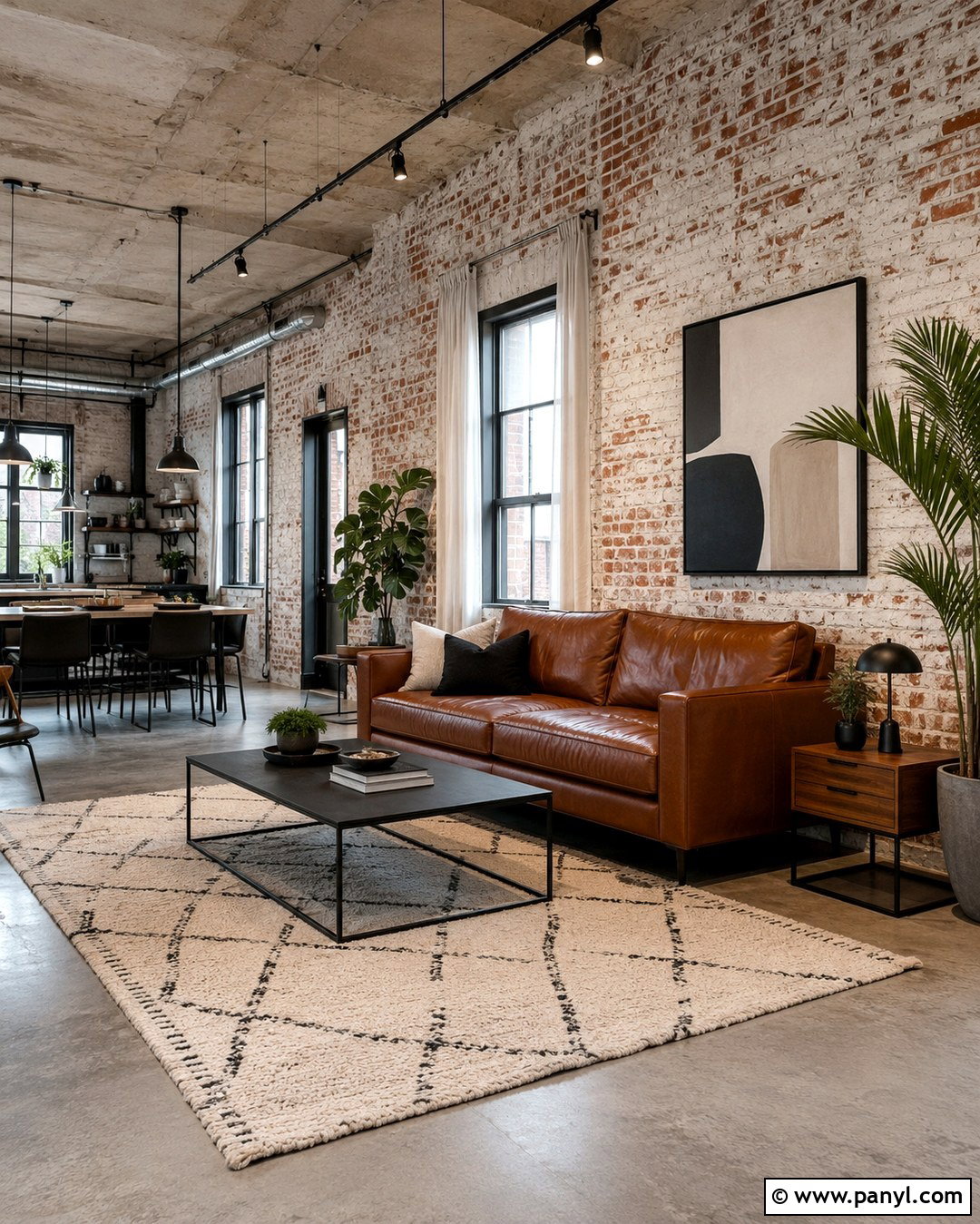 Industrial Whitewashed Brick Wall Loft - 20 White Wash Interior Brick Wall Ideas