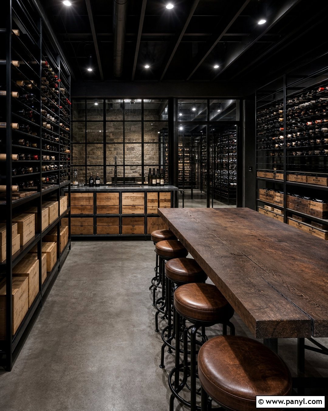 Industrial Wine Cellar With Black Walls - 20 Modern Wine Cellar With Black Walls