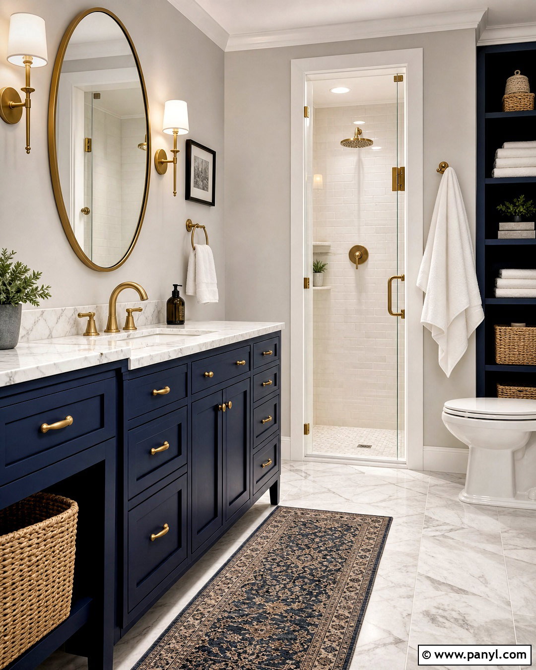 Inky Blue Bathroom Vanity With Marble - 20 inky blue sherwin williams ideas